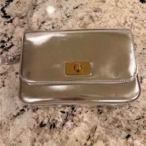 J. Crew Metallic Silver crossbody bag